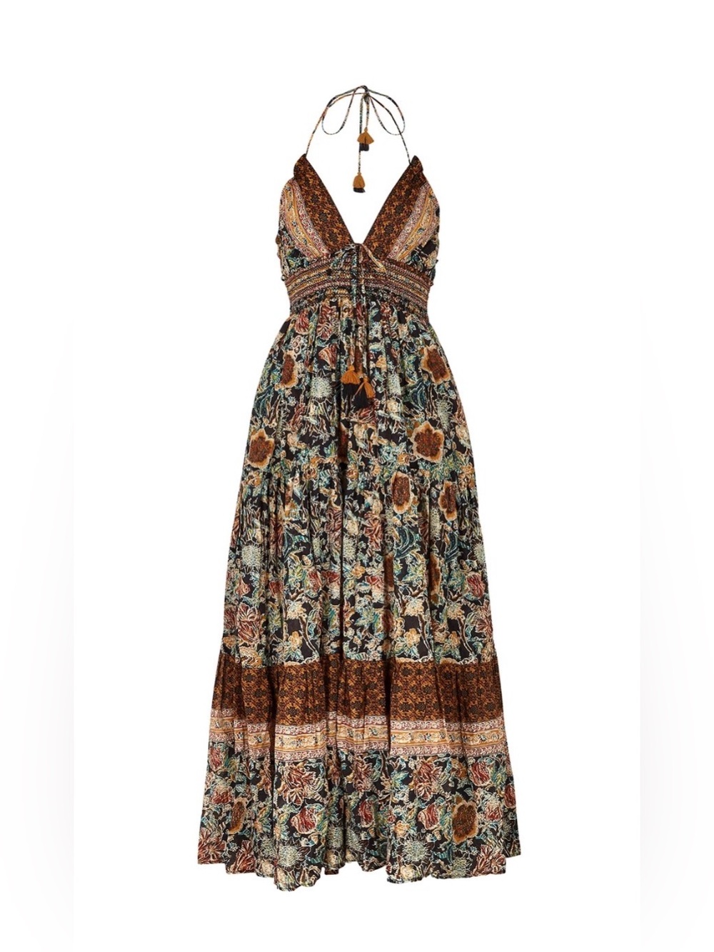Free People Real Love Printed Halter Maxi Dress Cotton Dress Sz M - Picture 2 of 8